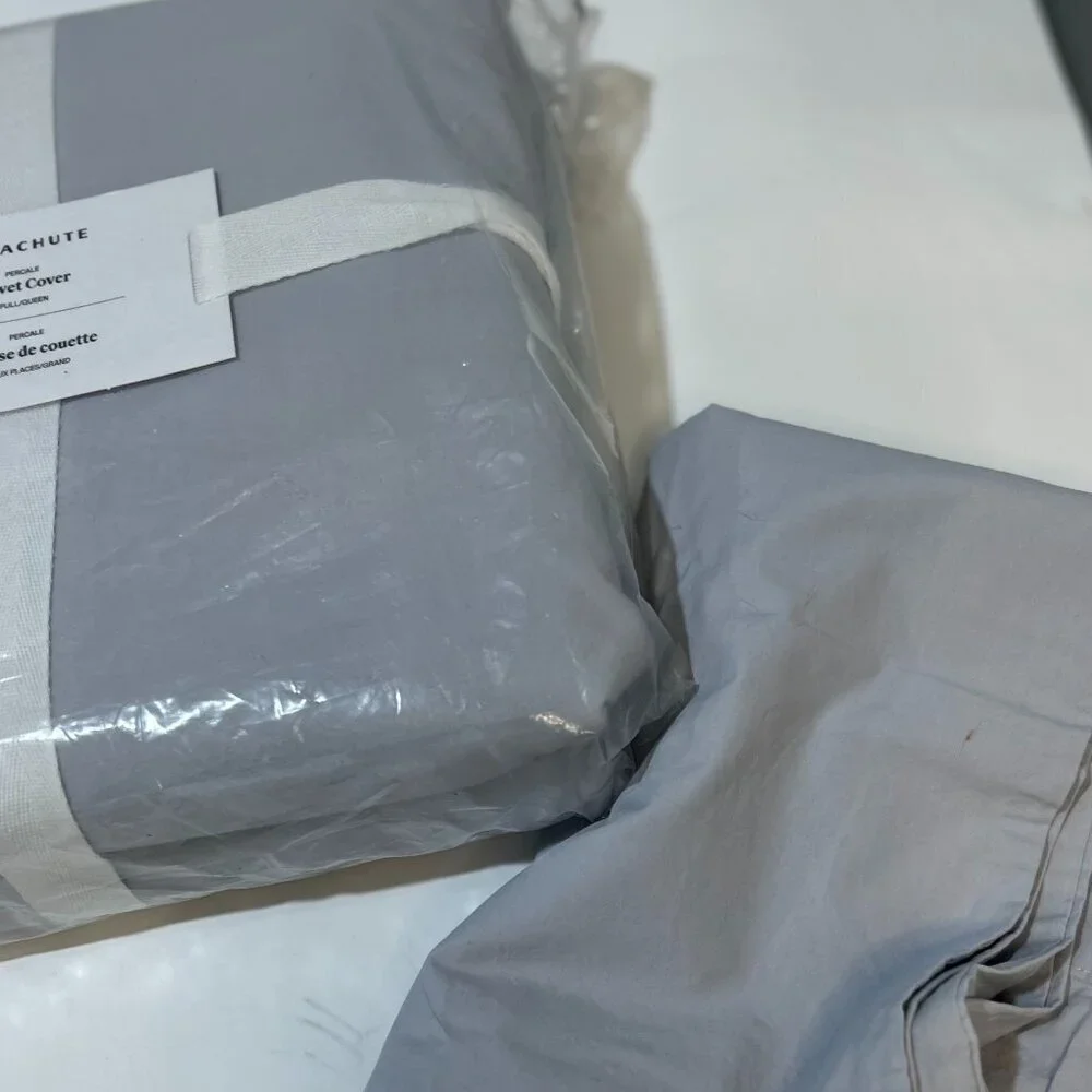 Parachute Home Percale Duvet Cover and Pillowcase set Full/Queen in Gray